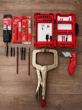 Milwaukee Tool Accessory Lot FASTBACK Knife Bit Set Drill Bits C-Clamp 30+ Pcs